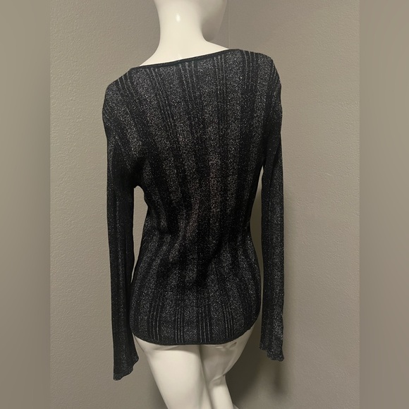 Harley-Davidson Women”s  Black & Silver Metallic LS Stretch Top Blouse Size XL - Picture 4 of 12